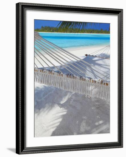 Hammock on Tropical Beach, Maldives, Indian Ocean, Asia-Sakis Papadopoulos-Framed Photographic Print