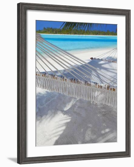 Hammock on Tropical Beach, Maldives, Indian Ocean, Asia-Sakis Papadopoulos-Framed Photographic Print