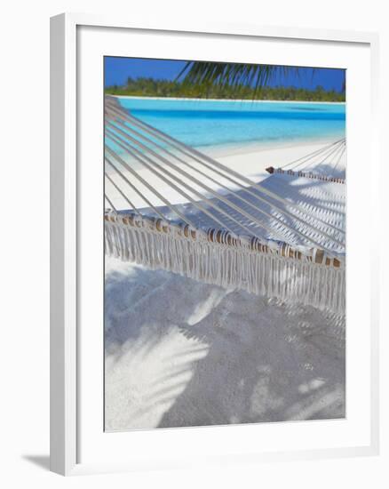 Hammock on Tropical Beach, Maldives, Indian Ocean, Asia-Sakis Papadopoulos-Framed Photographic Print