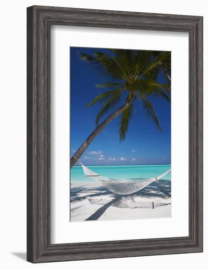 Hammock on Tropical Beach, Maldives, Indian Ocean, Asia-Sakis Papadopoulos-Framed Photographic Print