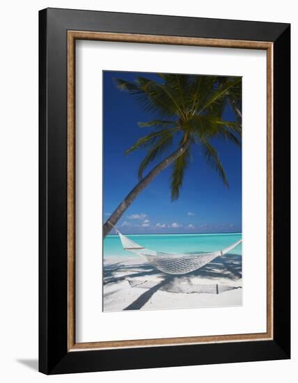 Hammock on Tropical Beach, Maldives, Indian Ocean, Asia-Sakis Papadopoulos-Framed Photographic Print