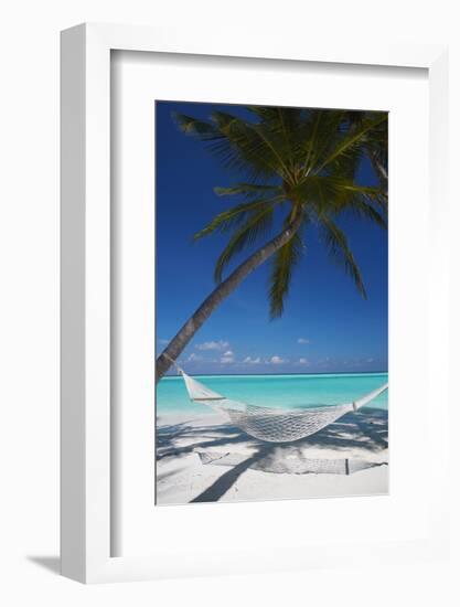 Hammock on Tropical Beach, Maldives, Indian Ocean, Asia-Sakis Papadopoulos-Framed Photographic Print