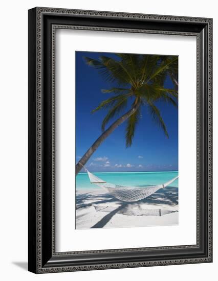 Hammock on Tropical Beach, Maldives, Indian Ocean, Asia-Sakis Papadopoulos-Framed Photographic Print