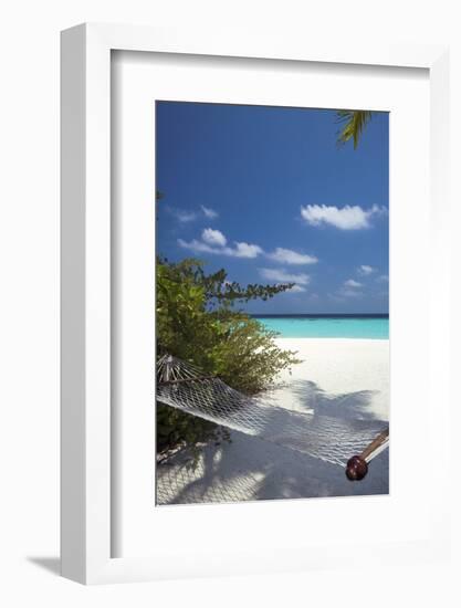 Hammock on Tropical Beach, Maldives, Indian Ocean, Asia-Sakis Papadopoulos-Framed Photographic Print