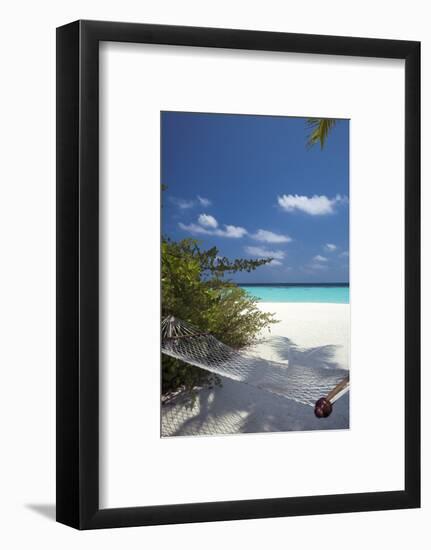 Hammock on Tropical Beach, Maldives, Indian Ocean, Asia-Sakis Papadopoulos-Framed Photographic Print