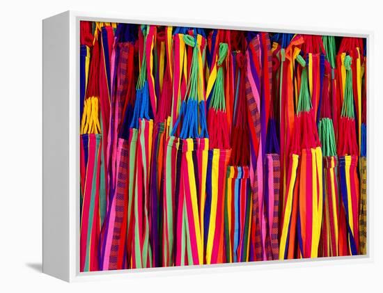 Hammocks Displayed for Sale at Market, Barranquilla, Colombia-Krzysztof Dydynski-Framed Premier Image Canvas