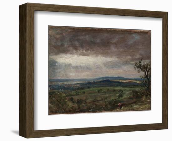 Hampstead Heath, Looking toward Harrow, C.1821 (Oil on Paper Mounted on Canvas)-John Constable-Framed Giclee Print