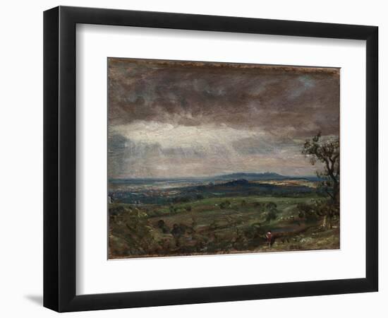 Hampstead Heath, Looking toward Harrow, C.1821 (Oil on Paper Mounted on Canvas)-John Constable-Framed Giclee Print