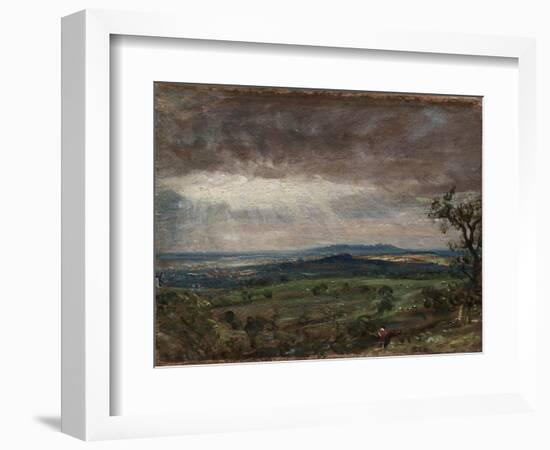 Hampstead Heath, Looking toward Harrow, C.1821 (Oil on Paper Mounted on Canvas)-John Constable-Framed Giclee Print