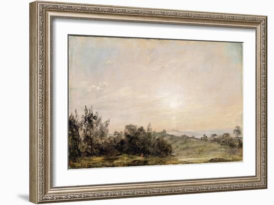 Hampstead Heath, Looking Towards Harrow, 1821-22 (Oil on Paper Laid on Canvas)-John Constable-Framed Giclee Print