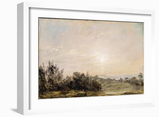 Hampstead Heath, Looking Towards Harrow, 1821-22 (Oil on Paper Laid on Canvas)-John Constable-Framed Giclee Print