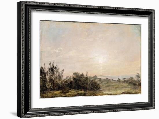 Hampstead Heath, Looking Towards Harrow, 1821-22 (Oil on Paper Laid on Canvas)-John Constable-Framed Giclee Print