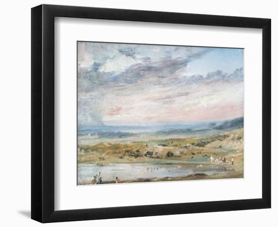 Hampstead heath, with pond and bathers, 1821-John Constable-Framed Giclee Print