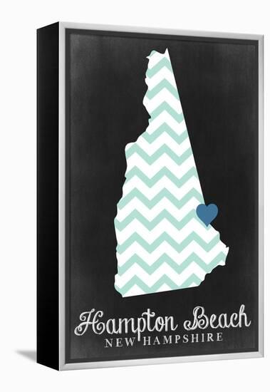 Hampton Beach, New Hampshire - Chalkboard State Outline-Lantern Press-Framed Stretched Canvas