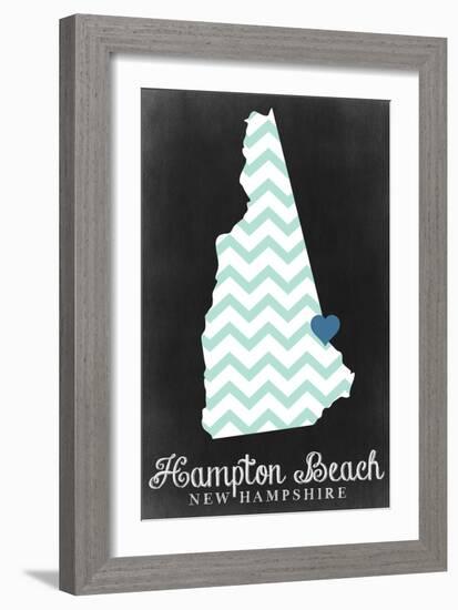 Hampton Beach, New Hampshire - Chalkboard State Outline-Lantern Press-Framed Art Print