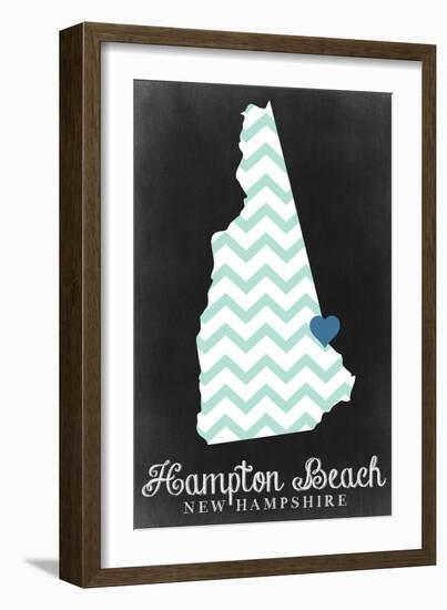 Hampton Beach, New Hampshire - Chalkboard State Outline-Lantern Press-Framed Art Print