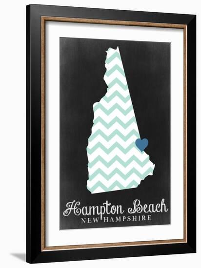 Hampton Beach, New Hampshire - Chalkboard State Outline-Lantern Press-Framed Art Print