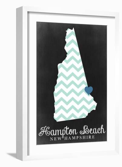 Hampton Beach, New Hampshire - Chalkboard State Outline-Lantern Press-Framed Art Print