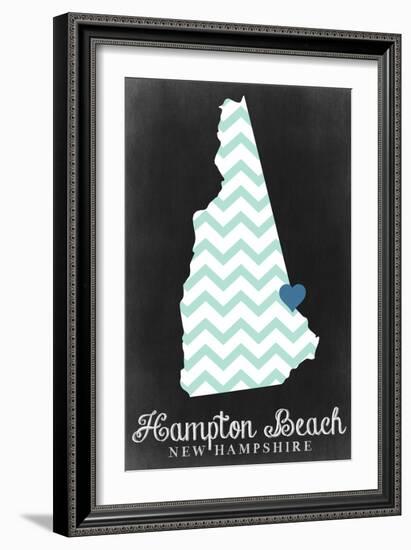Hampton Beach, New Hampshire - Chalkboard State Outline-Lantern Press-Framed Art Print