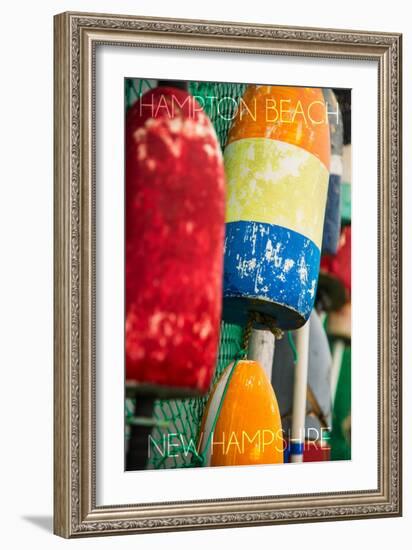 Hampton Beach, New Hampshire - Colorful Bouys-Lantern Press-Framed Art Print