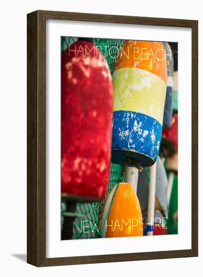 Hampton Beach, New Hampshire - Colorful Bouys-Lantern Press-Framed Art Print