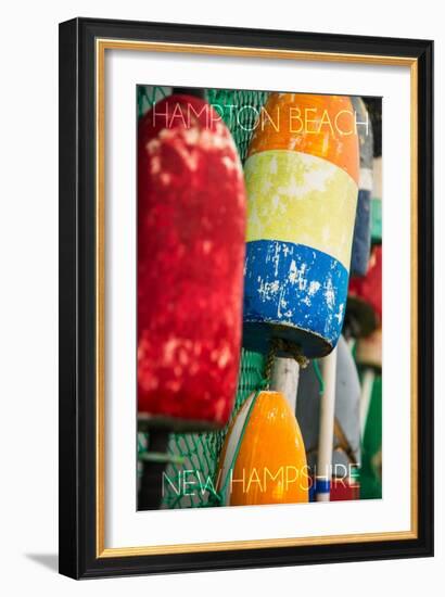 Hampton Beach, New Hampshire - Colorful Bouys-Lantern Press-Framed Art Print