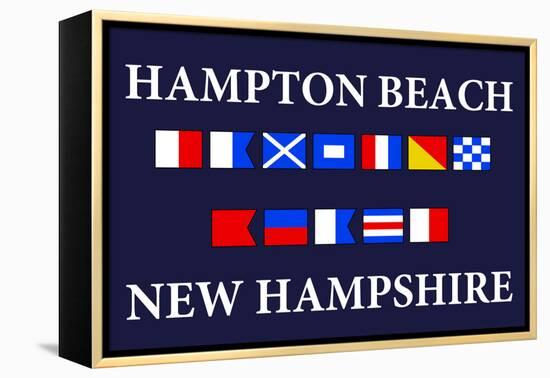 Hampton Beach, New Hampshire - Nautical Flags-Lantern Press-Framed Stretched Canvas