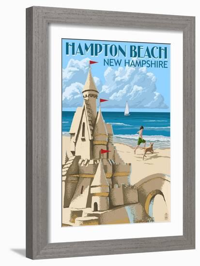 Hampton Beach, New Hampshire - Sand Castle-Lantern Press-Framed Art Print