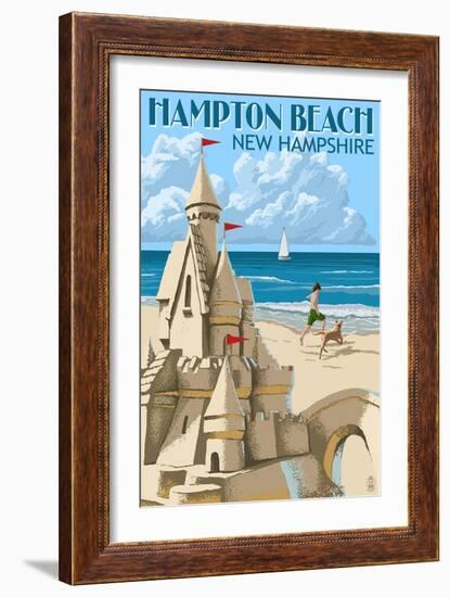Hampton Beach, New Hampshire - Sand Castle-Lantern Press-Framed Art Print