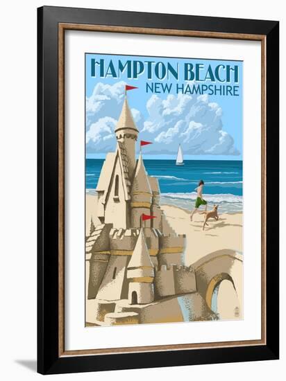 Hampton Beach, New Hampshire - Sand Castle-Lantern Press-Framed Art Print