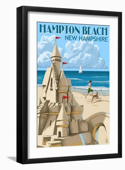 Hampton Beach, New Hampshire - Sand Castle-Lantern Press-Framed Art Print