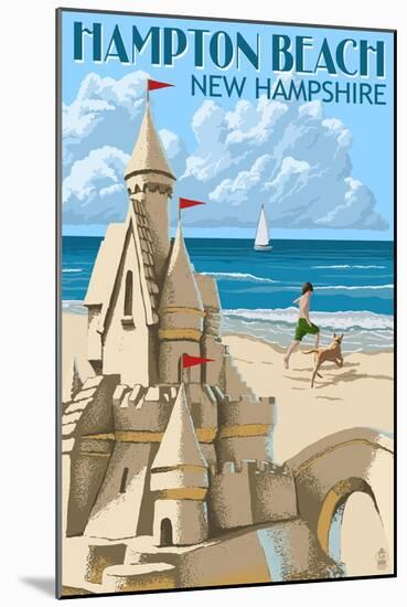 Hampton Beach, New Hampshire - Sand Castle-Lantern Press-Mounted Art Print