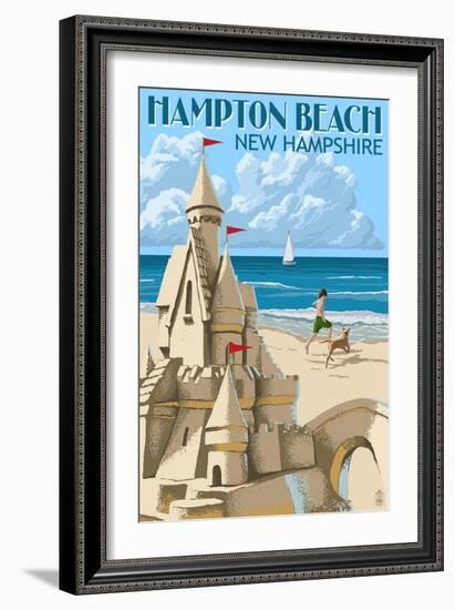 Hampton Beach, New Hampshire - Sand Castle-Lantern Press-Framed Art Print
