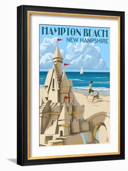 Hampton Beach, New Hampshire - Sand Castle-Lantern Press-Framed Art Print