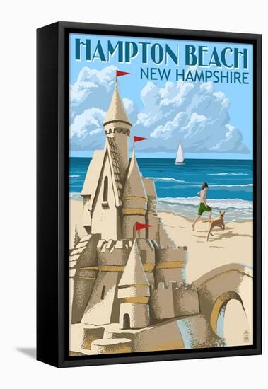 Hampton Beach, New Hampshire - Sand Castle-Lantern Press-Framed Stretched Canvas