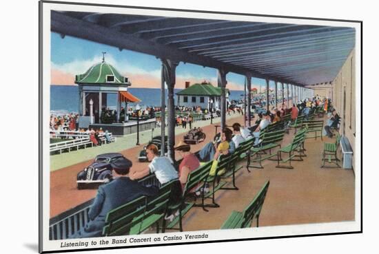Hampton Beach, NH, Listening to the Band on the Casino Veranda Scene-Lantern Press-Mounted Art Print
