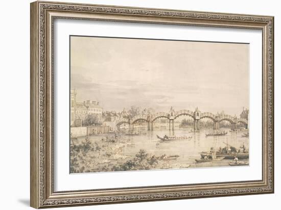 Hampton Court Bridge-Canaletto-Framed Art Print