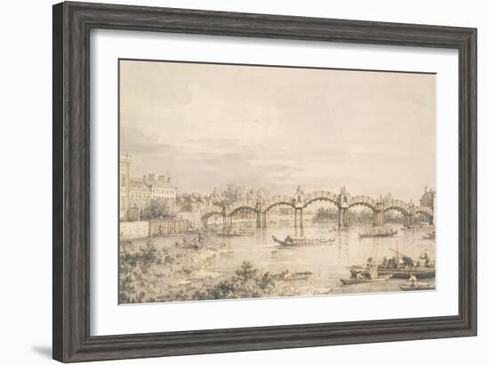 Hampton Court Bridge-Canaletto-Framed Art Print