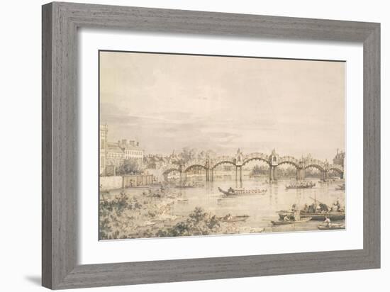 Hampton Court Bridge-Canaletto-Framed Art Print