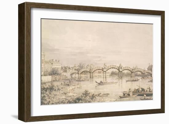 Hampton Court Bridge-Canaletto-Framed Art Print