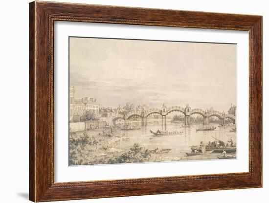 Hampton Court Bridge-Canaletto-Framed Art Print