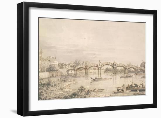 Hampton Court Bridge-Canaletto-Framed Art Print