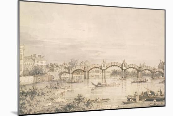 Hampton Court Bridge-Canaletto-Mounted Art Print