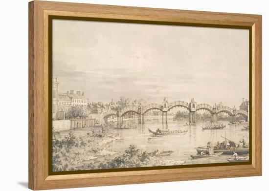 Hampton Court Bridge-Canaletto-Framed Stretched Canvas