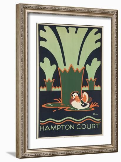 Hampton Court British Travel Poster-null-Framed Premium Giclee Print