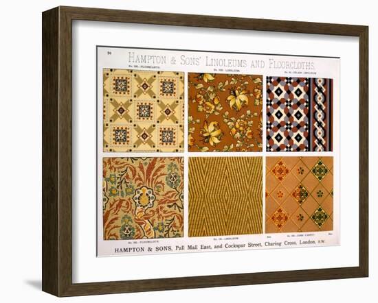 Hampton & Sons' Designs for Linoleums and Floorcloths, Late C19th (Colour Litho)-English School-Framed Giclee Print