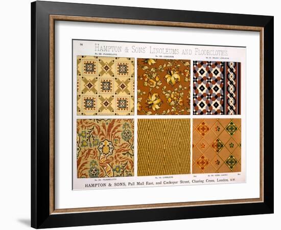 Hampton & Sons' Designs for Linoleums and Floorcloths, Late C19th (Colour Litho)-English School-Framed Giclee Print