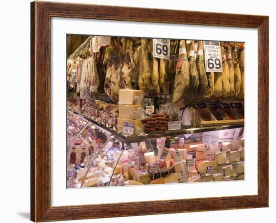 Hams, Jamon and Cheese Stall, La Boqueria, Market, Barcelona, Catalonia, Spain, Europe-Martin Child-Framed Photographic Print