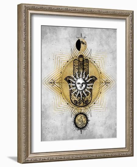 Hamsa Hand with Sun-Oliver Jeffries-Framed Art Print