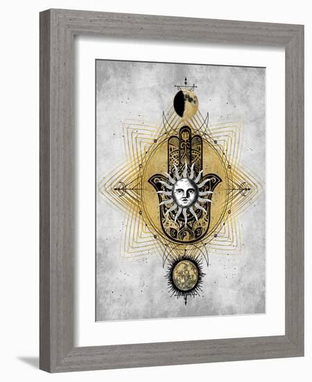 Hamsa Hand with Sun-Oliver Jeffries-Framed Art Print